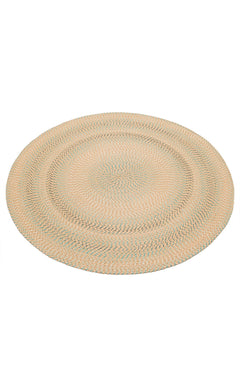 Round Jute Rug - Beige Striped Pattern Knitted Carpet With Soft Texture