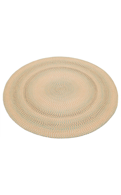 Round Jute Rug - Beige Striped Pattern Knitted Carpet With Soft Texture
