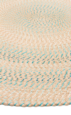 Round Jute Rug - Beige Striped Pattern Knitted Carpet With Soft Texture