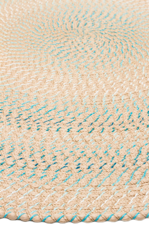 Round Jute Rug - Beige Striped Pattern Knitted Carpet With Soft Texture