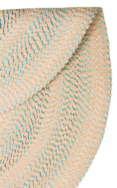 Round Jute Rug - Beige Striped Pattern Knitted Carpet With Soft Texture