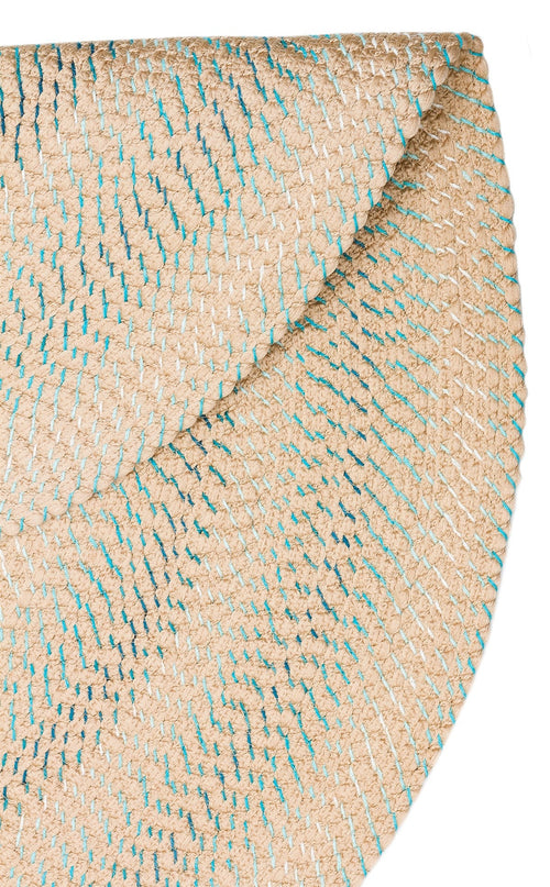 Round Jute Rug - Beige Striped Pattern Knitted Carpet With Soft Texture