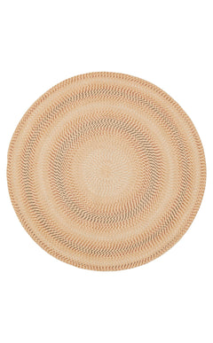 Round Jute Rug - Beige Striped Pattern Knit Carpet | Soft Texture, Dust Free