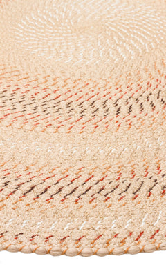 Round Jute Rug - Beige Striped Pattern Knit Carpet | Soft Texture, Dust Free