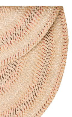 Round Jute Rug - Beige Striped Pattern Knit Carpet | Soft Texture, Dust Free