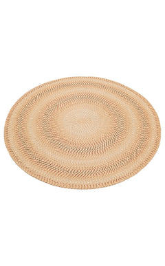 Round Jute Rug - Beige Striped Pattern Knit Carpet | Soft Texture, Dust Free