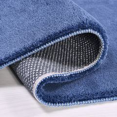 Frankie Navy Flat Chenille Cotton Machine Made Area Rug