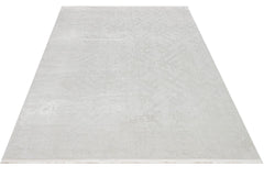 Cream Geometric Rug – Machine Made Area Rug with 8 mm Pile Height & Overlock Edge