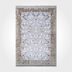 Grey Geometric Area Rug - Machine Made Cotton Rug with Non Slip Backing