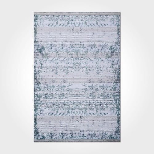 Blue Striped Area Rug – Machine Made Cotton Rug with Non Slip Base, 6mm Pile