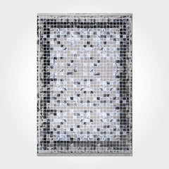 Geometric Cotton Area Rug | Modern Grey Area Rug – Non Slip Durable Floor Covering