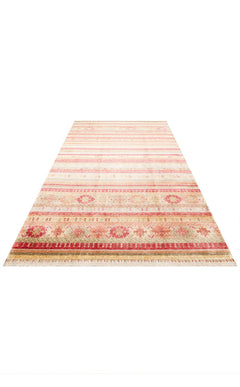 Handmade Viscose Rug - Modern Red Striped Flatweave Area Carpet by Eko