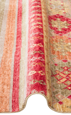 Handmade Viscose Rug - Modern Red Striped Flatweave Area Carpet by Eko
