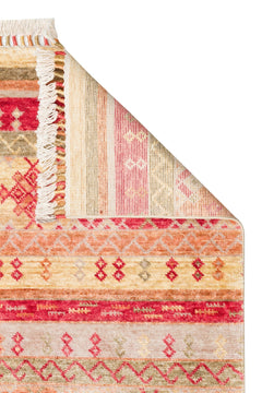 Handmade Viscose Rug - Modern Red Striped Flatweave Area Carpet by Eko