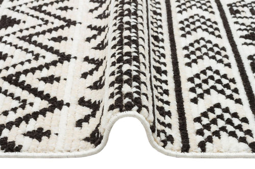 Cinisello Balsamo Black Wool and Viscose Machine Made Area Rug