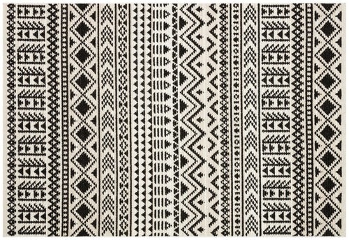 Cinisello Balsamo Black Wool and Viscose Machine Made Area Rug